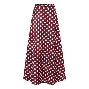 Women Vintage High Waist Polka Dot Skirts Summer Bohemian Long Skirts Casual Beach Party Vestido Faldas Saia Femme Jupe 7