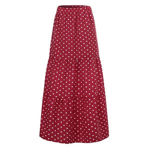Women Vintage High Waist Polka Dot Skirts Summer Bohemian Long Skirts Casual Beach Party Vestido Faldas Saia Femme Jupe 7