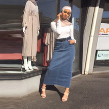 Load image into Gallery viewer, High Waist Long Denim Skirt Women Casual Jeans Pencil Bodycon Maxi Skirts Jupe Longue Femme Spodnica
